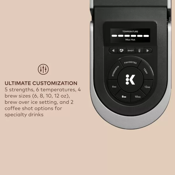 Keurig KCaf SMART Single Serve Coffee Maker with WiFi Compatibility Latte and Cappuccino Machine with BuiltIn Frother 6 Brew Sizes Compatible with Alexa BlackBlack