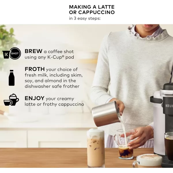 Keurig KCaf SMART Single Serve Coffee Maker with WiFi Compatibility Latte and Cappuccino Machine with BuiltIn Frother 6 Brew Sizes Compatible with Alexa BlackDark Charcoal