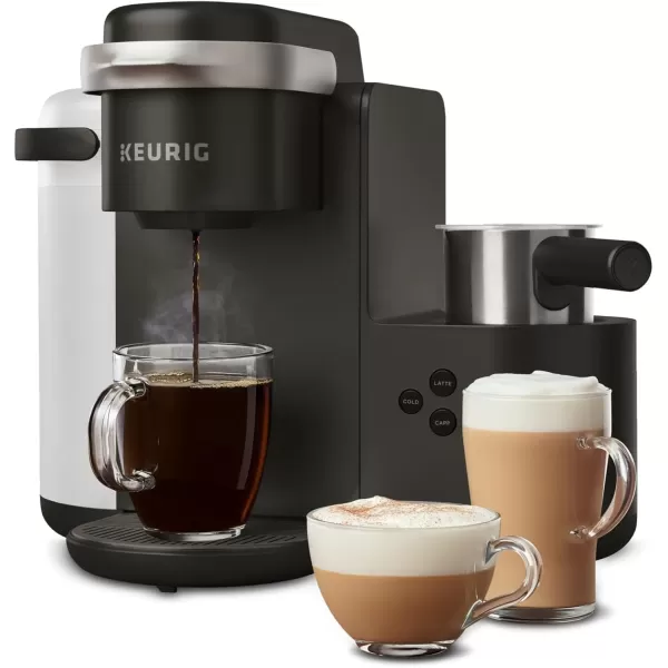 Keurig KCaf SMART Single Serve Coffee Maker with WiFi Compatibility Latte and Cappuccino Machine with BuiltIn Frother 6 Brew Sizes Compatible with Alexa BlackDark Charcoal