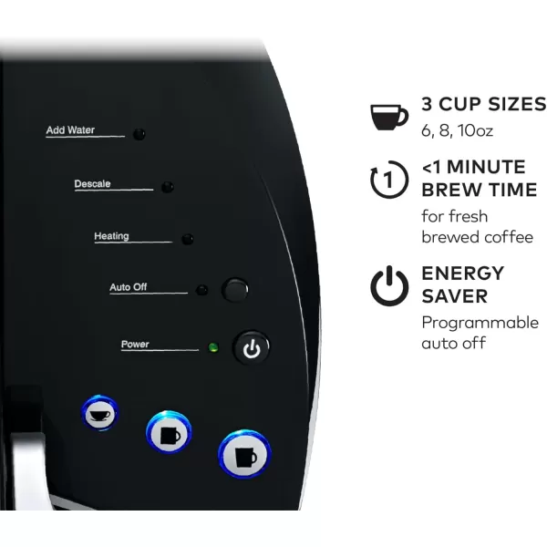 Keurig KClassic Single Serve KCup Pod Coffee Maker with 3 Brew Sizes 48oz Removable Reservoir BlackBlack