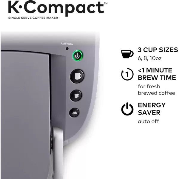 Keurig KCompact SingleServe KCup Pod Coffee Maker with 3 Brew Sizes Smart Start Feature 36oz Removable Reservoir BlackGray