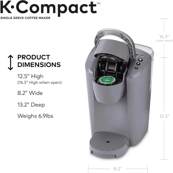 Keurig KCompact SingleServe KCup Pod Coffee Maker with 3 Brew Sizes Smart Start Feature 36oz Removable Reservoir BlackGray