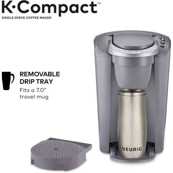 Keurig KCompact SingleServe KCup Pod Coffee Maker with 3 Brew Sizes Smart Start Feature 36oz Removable Reservoir BlackGray