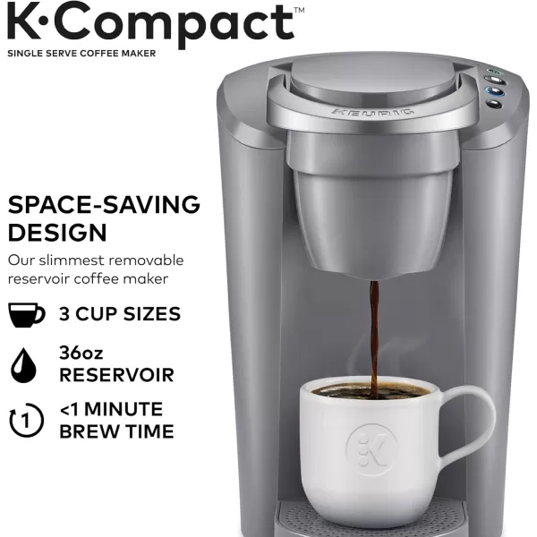 Keurig KCompact SingleServe KCup Pod Coffee Maker with 3 Brew Sizes Smart Start Feature 36oz Removable Reservoir BlackGray