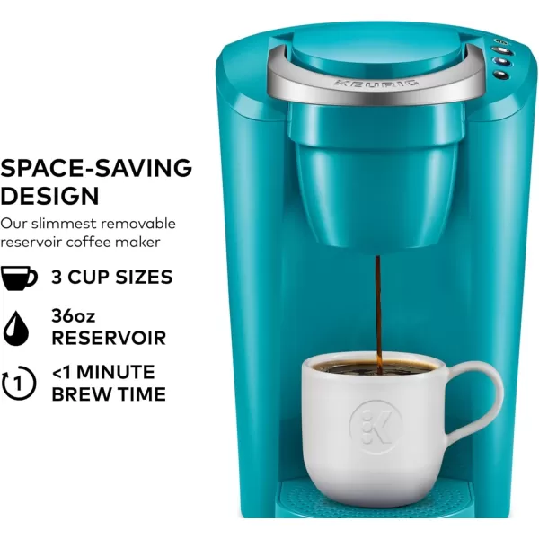 Keurig KCompact SingleServe KCup Pod Coffee Maker with 3 Brew Sizes Smart Start Feature 36oz Removable Reservoir BlackTurquoise