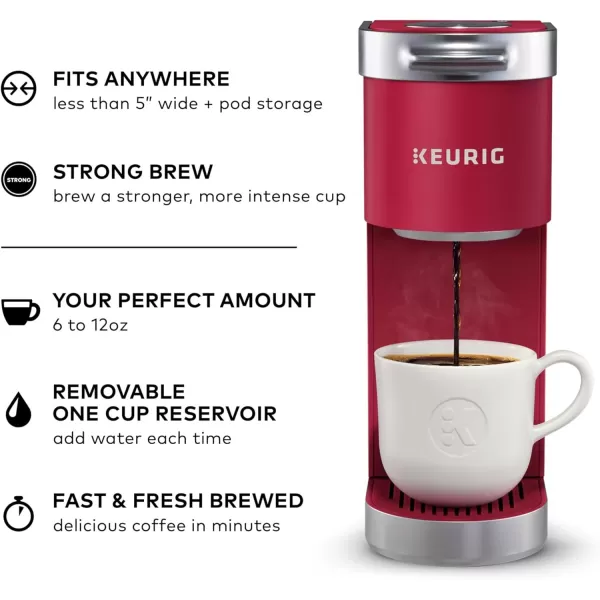 Keurig KMini Plus Single Serve KCup Pod Coffee Maker with 6 to 12oz Brew Size Stores up to 9 KCup Pods Travel Mug Friendly Matte BlackCardinal Red