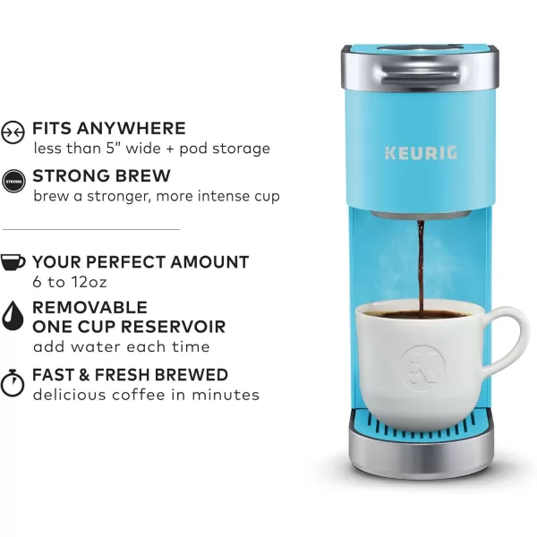 Keurig KMini Plus Single Serve KCup Pod Coffee Maker with 6 to 12oz Brew Size Stores up to 9 KCup Pods Travel Mug Friendly Matte BlackCool Aqua