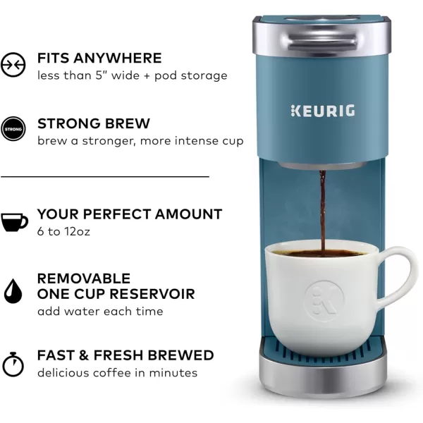 Keurig KMini Plus Single Serve KCup Pod Coffee Maker with 6 to 12oz Brew Size Stores up to 9 KCup Pods Travel Mug Friendly Matte BlackEvening Teal