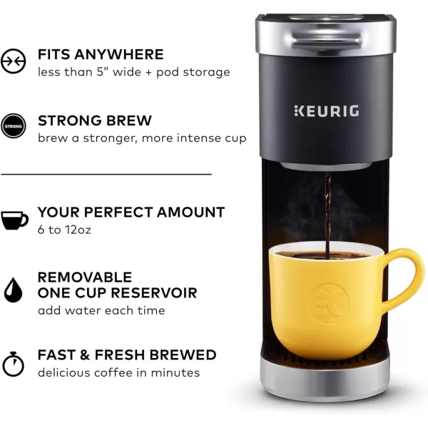 Keurig KMini Plus Single Serve KCup Pod Coffee Maker with 6 to 12oz Brew Size Stores up to 9 KCup Pods Travel Mug Friendly Matte BlackMatte Black