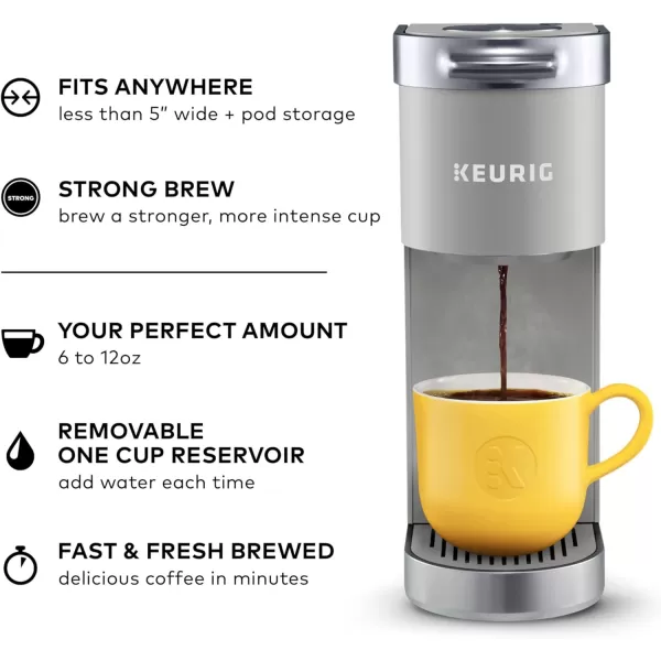 Keurig KMini Plus Single Serve KCup Pod Coffee Maker with 6 to 12oz Brew Size Stores up to 9 KCup Pods Travel Mug Friendly Matte BlackStudio Gray