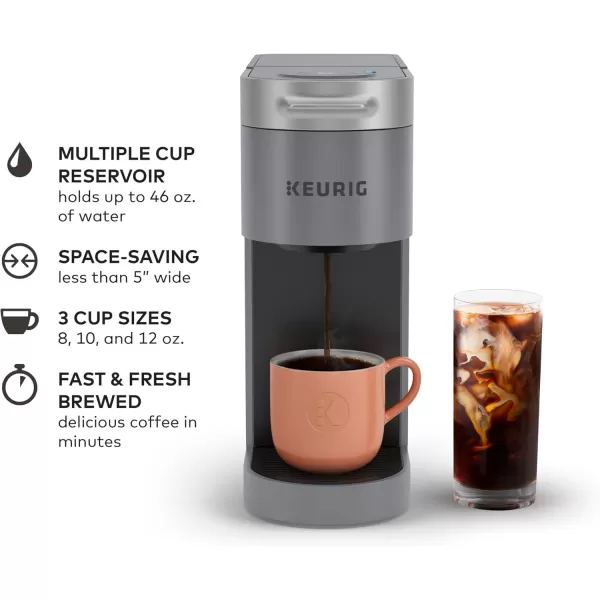 Keurig KSlim  ICED Single Serve Coffee Maker Hot and Cold Coffee Capabilities Brews 8 to 12oz Cups 46oz Removable Reservoir Gray