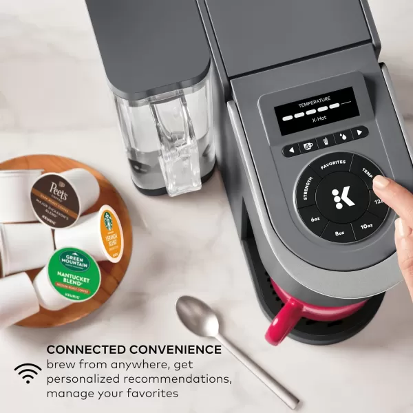 Keurig KSupreme SMART Single Serve Coffee Maker With WiFi Compatibility 4 Brew Sizes And 66oz Removable Reservoir Compatible with Alexa WhiteGray