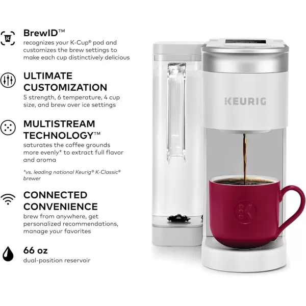 Keurig KSupreme SMART Single Serve Coffee Maker With WiFi Compatibility 4 Brew Sizes And 66oz Removable Reservoir Compatible with Alexa WhiteWhite