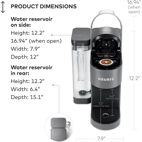 Keurig KSupreme Single Serve KCup Pod Coffee Maker MultiStream Technology 4 Brew Sizes 66oz DualPosition Removable Reservoir WhiteGray