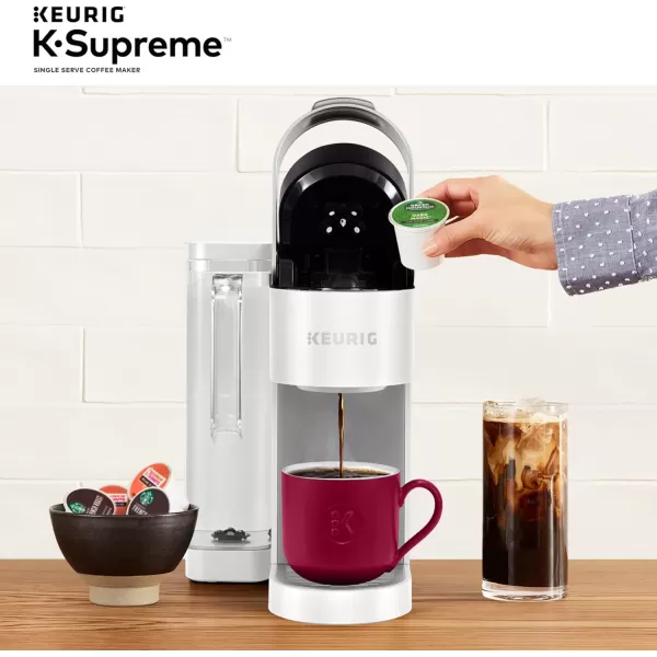 Keurig KSupreme Single Serve KCup Pod Coffee Maker MultiStream Technology 4 Brew Sizes 66oz DualPosition Removable Reservoir WhiteWhite