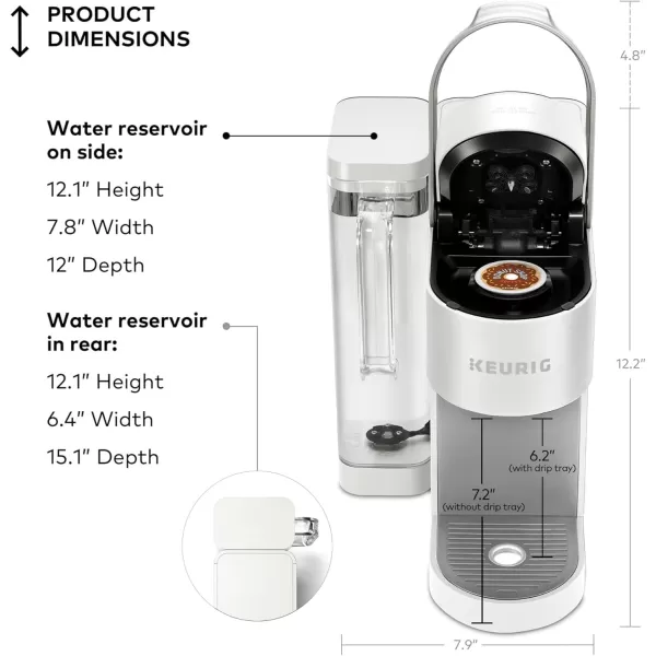 Keurig KSupreme Single Serve KCup Pod Coffee Maker MultiStream Technology 4 Brew Sizes 66oz DualPosition Removable Reservoir WhiteWhite