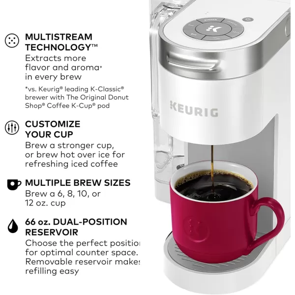 Keurig KSupreme Single Serve KCup Pod Coffee Maker MultiStream Technology 4 Brew Sizes 66oz DualPosition Removable Reservoir WhiteWhite