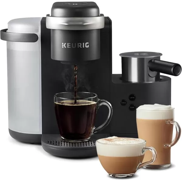 Keurig KCaf SMART Single Serve Coffee Maker with WiFi Compatibility Latte and Cappuccino Machine with BuiltIn Frother 6 Brew Sizes Compatible with Alexa BlackDark Charcoal