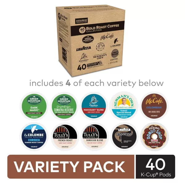 imageKeurig Entertainers Collection Variety Pack SingleServe KCup Pods 40 CountBold Roast Variety