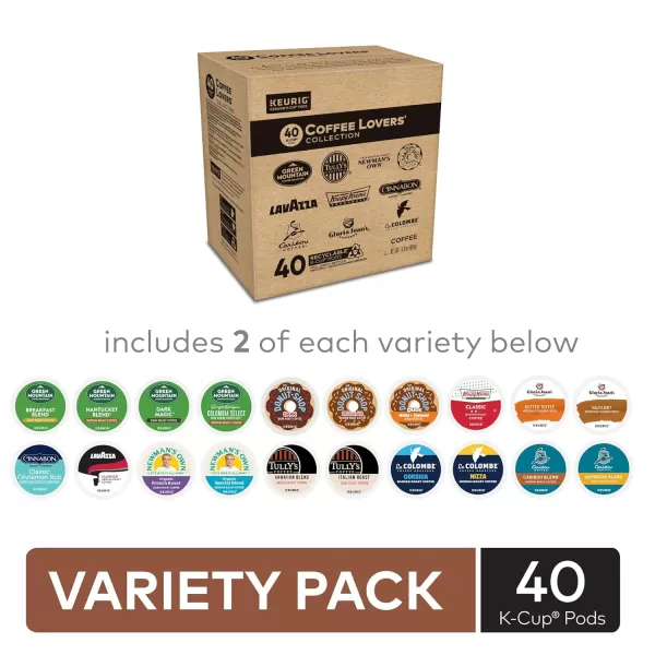 imageKeurig Entertainers Collection Variety Pack SingleServe KCup Pods 40 CountCoffee Lovers