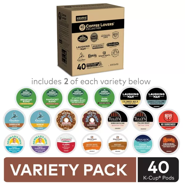 imageKeurig Entertainers Collection Variety Pack SingleServe KCup Pods 40 CountOLD Coffee Lovers