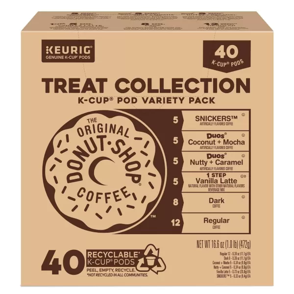 imageKeurig Entertainers Collection Variety Pack SingleServe KCup Pods 40 CountThe Origional Donut Shop Treat Collection