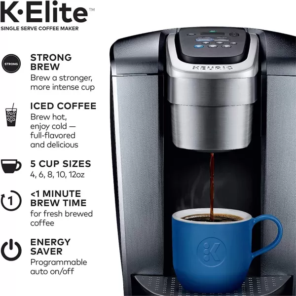 imageKeurig KElite Coffee Maker Single Serve KCup Pod Coffee Brewer Brushed Silver with Keurig 14 oz Contigo AUTOSEAL Travel Mug and My KCup Universal Reusable Ground Coffee Filter