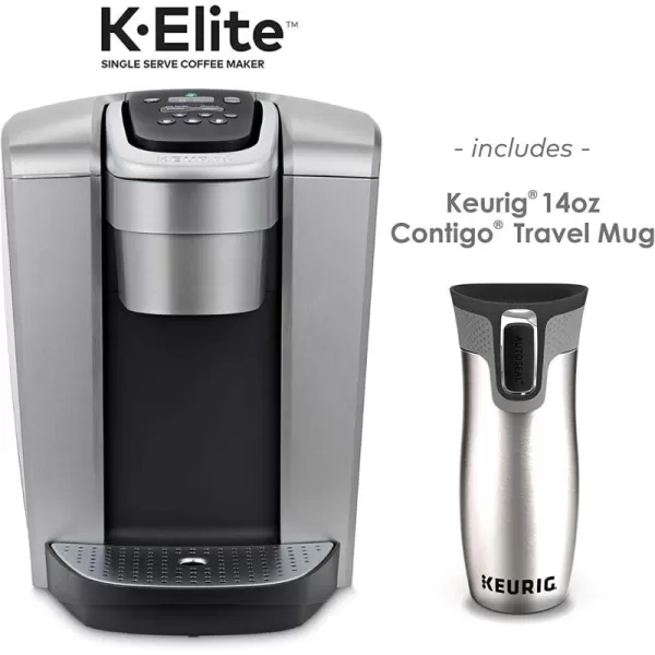 imageKeurig KElite Coffee Maker Single Serve KCup Pod Coffee Brewer Brushed Silver and Keurig 14 oz Contigo AUTOSEAL Travel Mug Silver