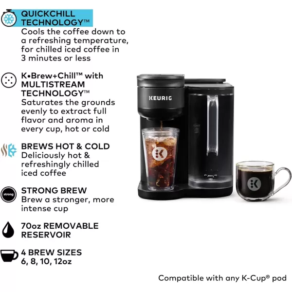 imageKeurig KBrewChill Iced or Hot SingleServe KCup Coffee Maker with MultiStream and QuickChill Technology 70oz Removable Reservoir