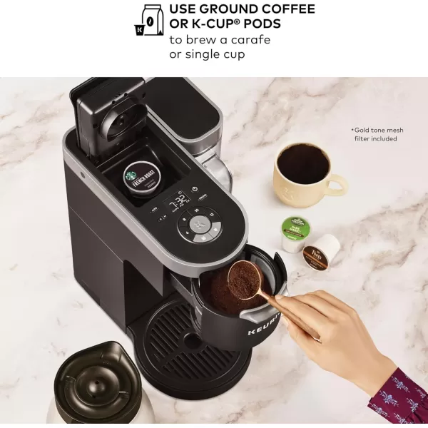 imageKeurig KDuo Plus Single Serve ampamp Carafe Coffee Maker MultiPosition 60oz Removable Reservoir Programmable Auto Brew Carafe Black