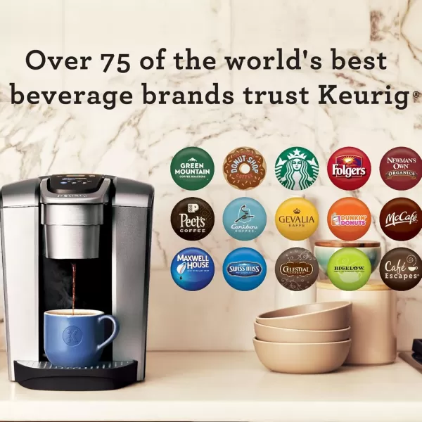 imageKeurig KElite Single Serve KCup Pod Coffee Maker with Strength and Temperature Control Iced Coffee Capability 8 to 12oz Brew Size Programmable Brushed SilverBrushed Silver