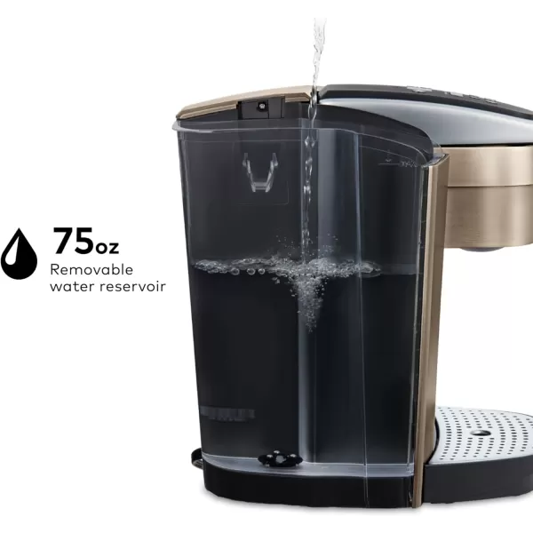 imageKeurig KElite Single Serve KCup Pod Coffee Maker with Strength and Temperature Control Iced Coffee Capability 8 to 12oz Brew Size Programmable Brushed SilverBrushed Gold