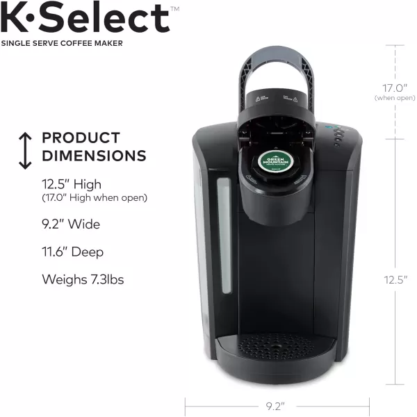 imageKeurig KSelect Coffee Maker Single Serve KCup Pod Coffee Brewer Black and Krispy Kreme Light Roast Coffee KCup Pods 32 Count