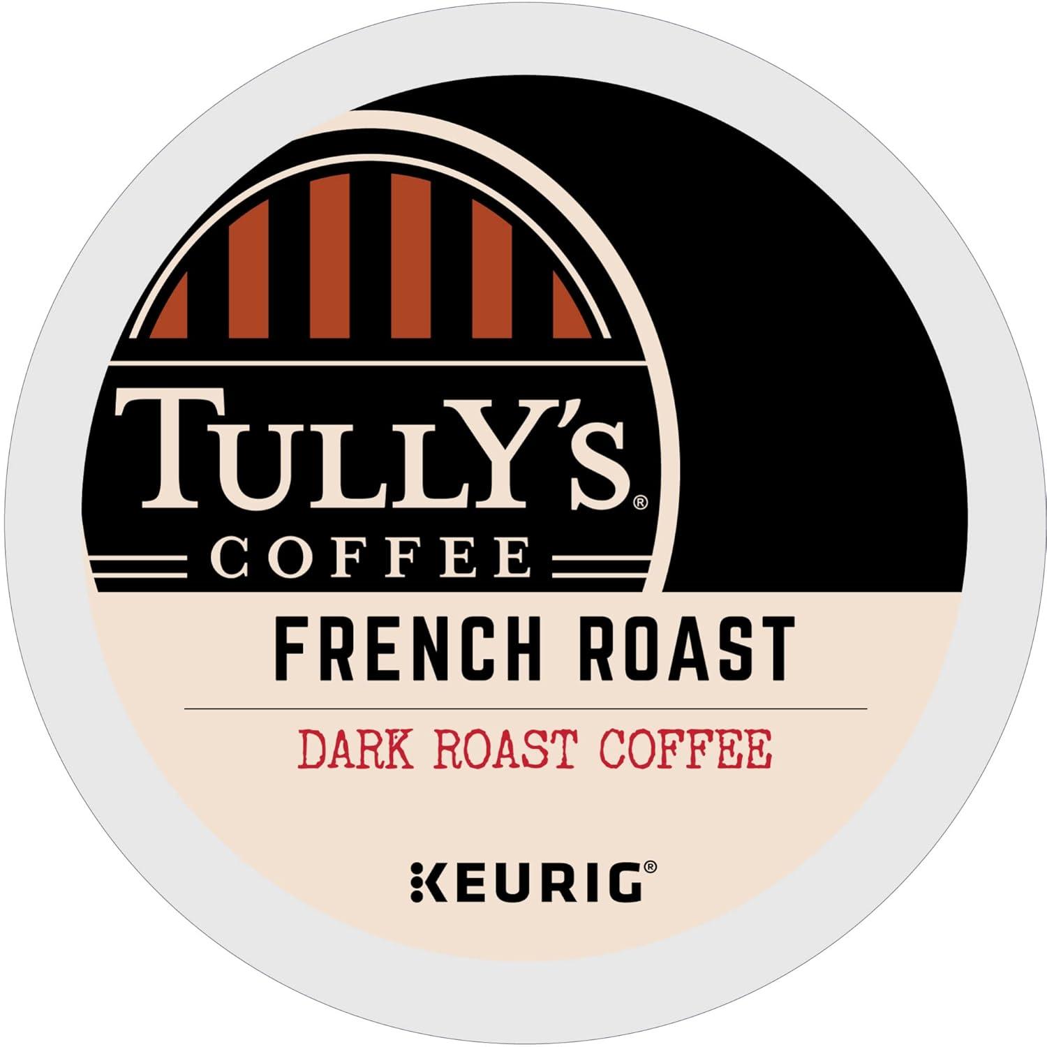 imageTullys Coffee French Roast Decaf Keurig SingleServe KCup Pods Dark Roast 96 CountFrench Roast