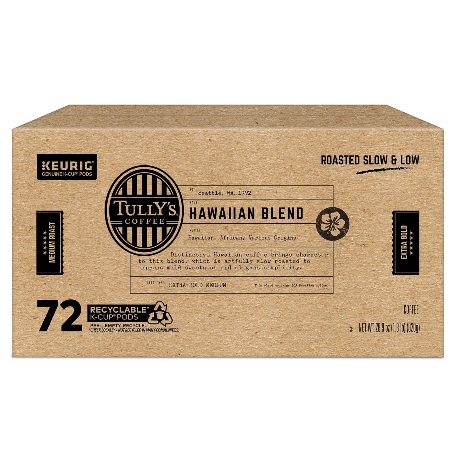 imageTullys Coffee French Roast Decaf Keurig SingleServe KCup Pods Dark Roast 96 CountHawaiian Blend