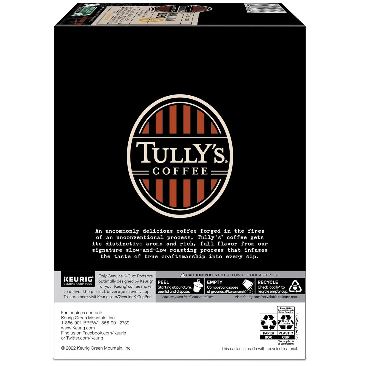 imageTullys Coffee French Roast Decaf Keurig SingleServe KCup Pods Dark Roast 96 CountHawaiian Blend