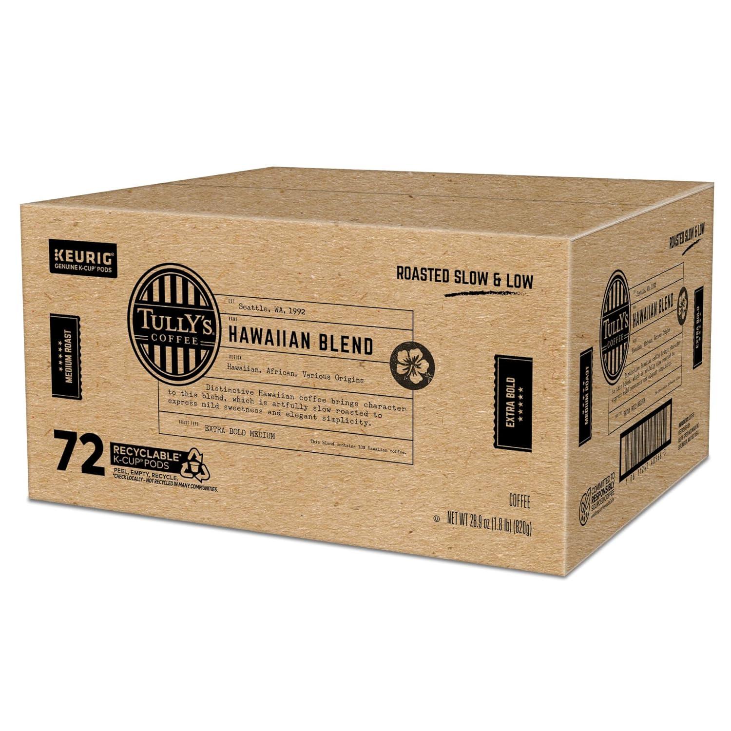 imageTullys Coffee French Roast Decaf Keurig SingleServe KCup Pods Dark Roast 96 CountHawaiian Blend