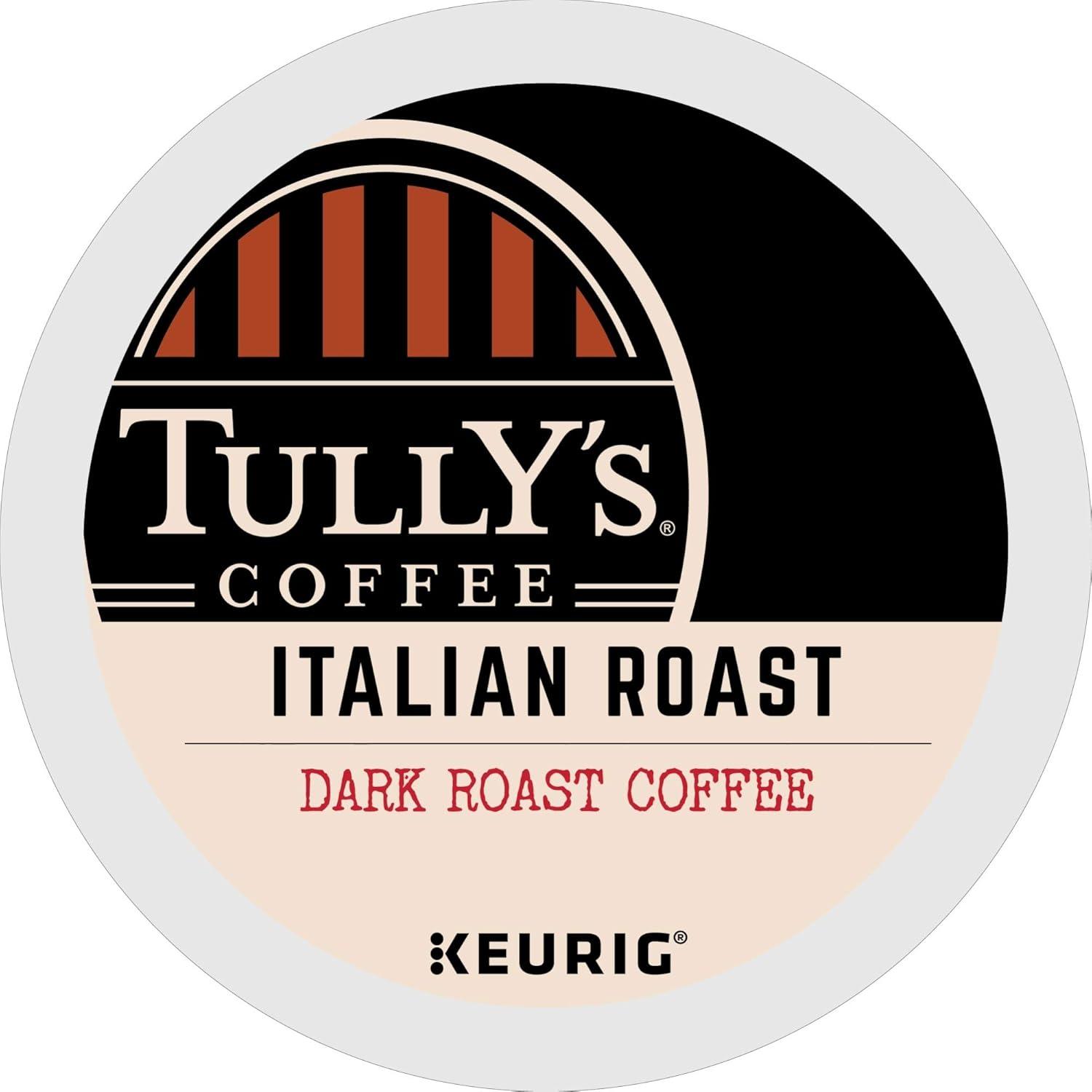 imageTullys Coffee French Roast Decaf Keurig SingleServe KCup Pods Dark Roast 96 CountItalian Roast