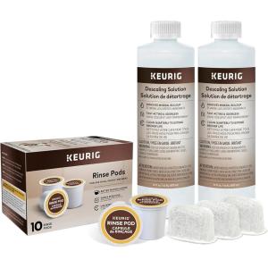 imageKeurig Brewer Maintenance Kit Includes Descaling Solution Water Filter Cartridges ampamp Rinse Pods Compatible with Keurig Classic10 ampamp 20 KCup Pod Coffee Makers 14 countKit