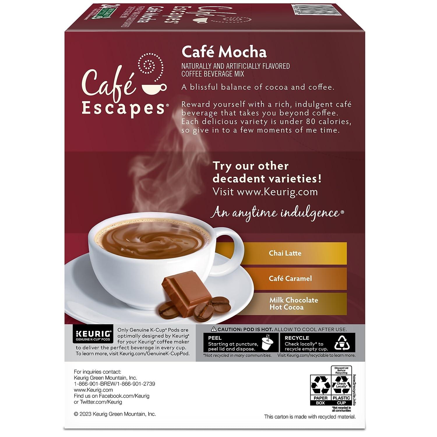imageCafe Escapes Cafe Mocha Keurig SingleServe KCup Pods 96 CountMocha