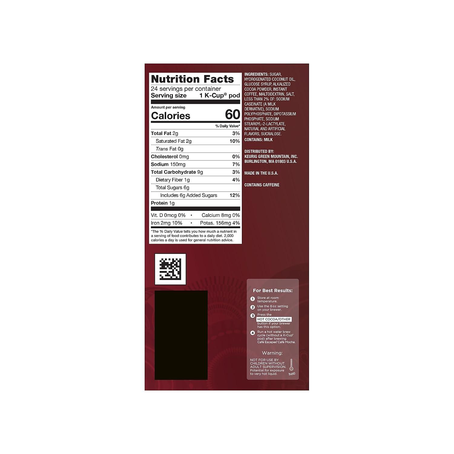 imageCafe Escapes Cafe Mocha Keurig SingleServe KCup Pods 96 CountMocha