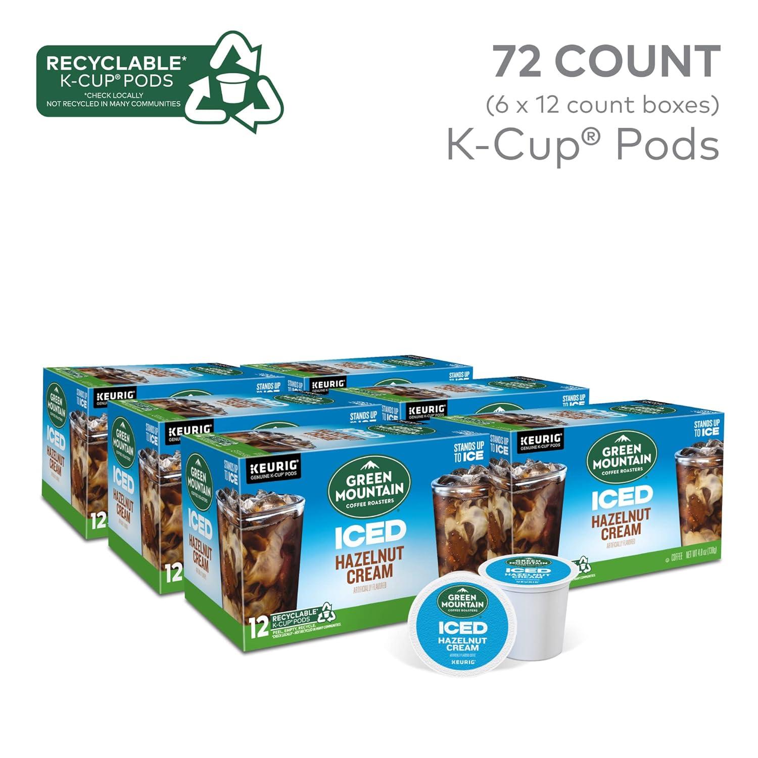 imageGreen Mountain Coffee Roasters ICED Hazelnut Cream Single Serve Keurig KCup Pods Flavored Iced Coffee 96 CountHazelnut Crme