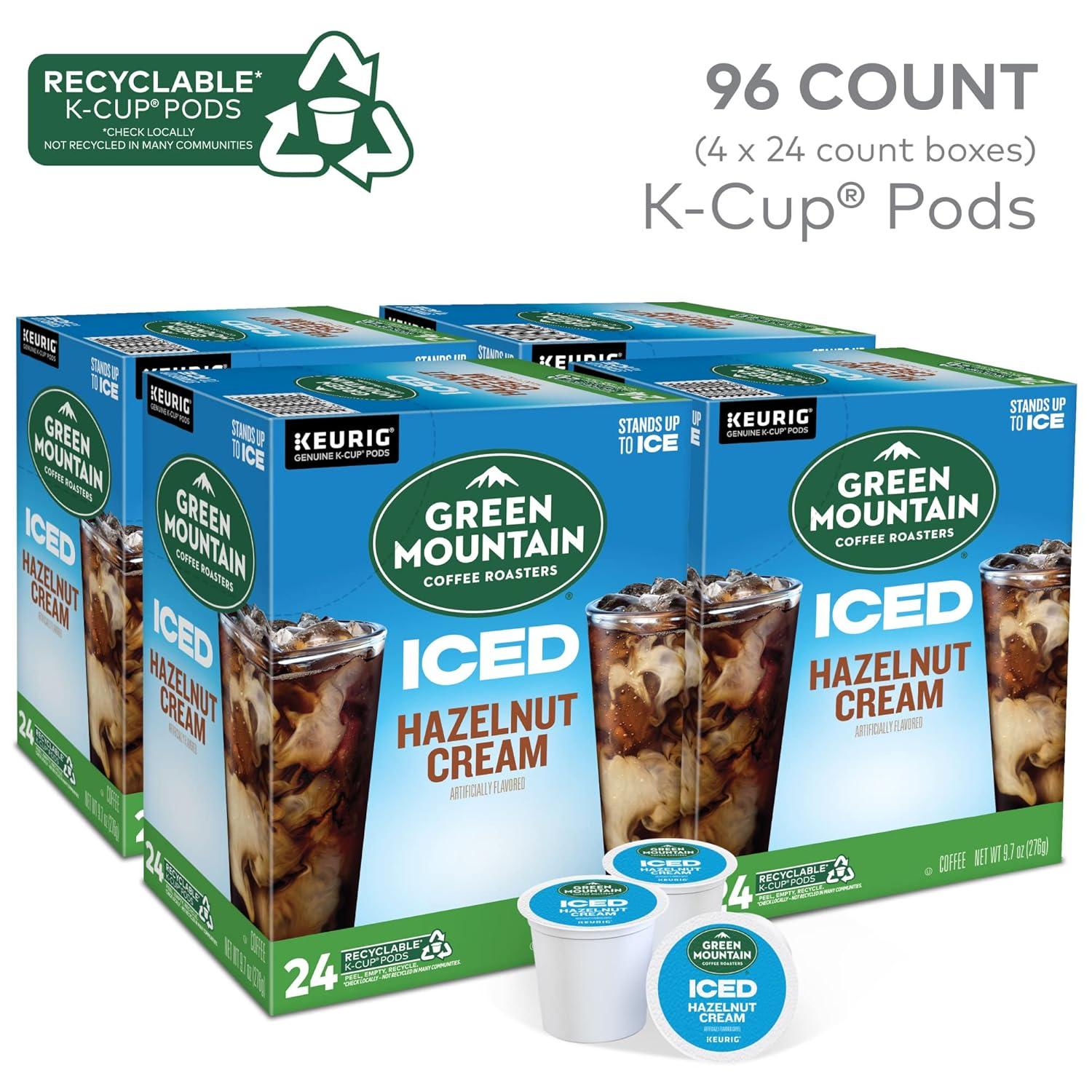 imageGreen Mountain Coffee Roasters ICED Hazelnut Cream Single Serve Keurig KCup Pods Flavored Iced Coffee 96 CountHazelnut Crme