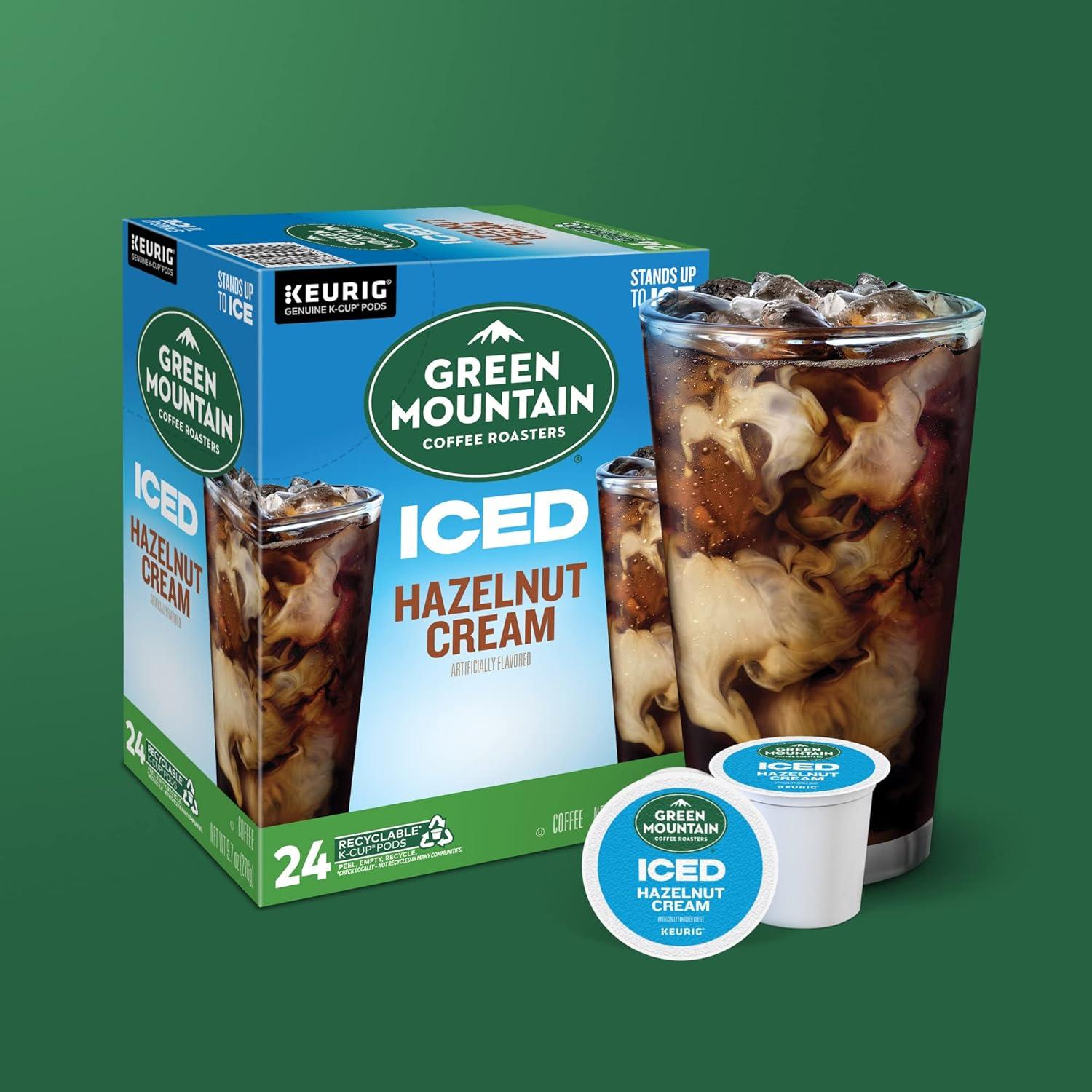 imageGreen Mountain Coffee Roasters ICED Hazelnut Cream Single Serve Keurig KCup Pods Flavored Iced Coffee 96 CountHazelnut Crme