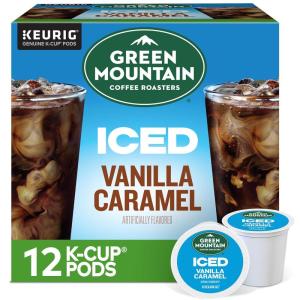 imageGreen Mountain Coffee Roasters ICED Hazelnut Cream Single Serve Keurig KCup Pods Flavored Iced Coffee 96 CountVanilla Caramel