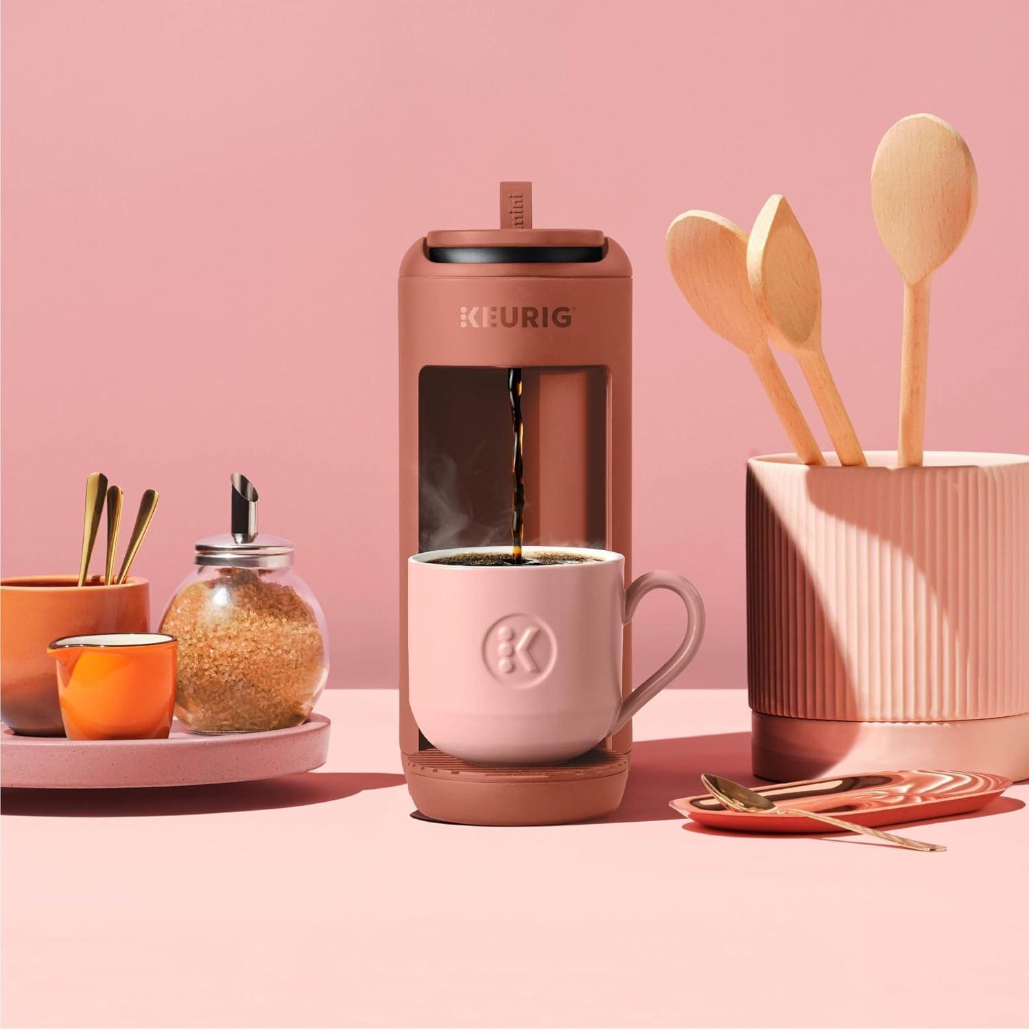 imageKeurig KMini Mate Single Serve KCup Pod Coffee Maker Brews Up to 12 oz Cup Compact Portable Coffee Machine for Small Spaces Dorms ampamp Offices BlackRed Rocks