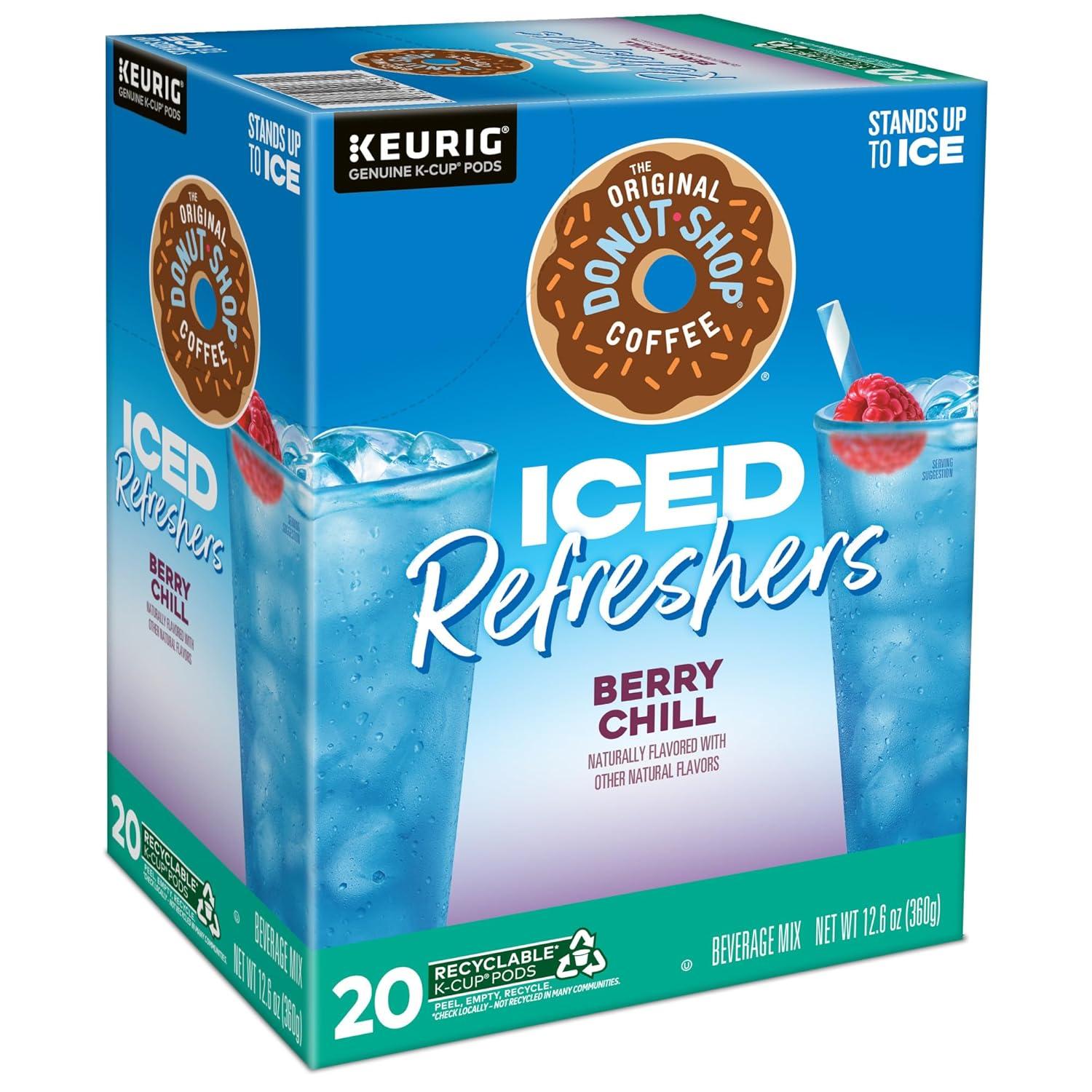 imageThe Original Donut Shop Iced Refreshers Strawberry Aa Flavor Keurig Single Serve KCup Pods 60 Count 6 Packs of 10Berry Chill