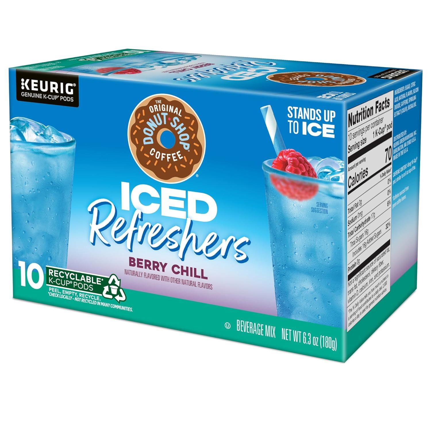 imageThe Original Donut Shop Iced Refreshers Strawberry Aa Flavor Keurig Single Serve KCup Pods 60 Count 6 Packs of 10Berry Chill