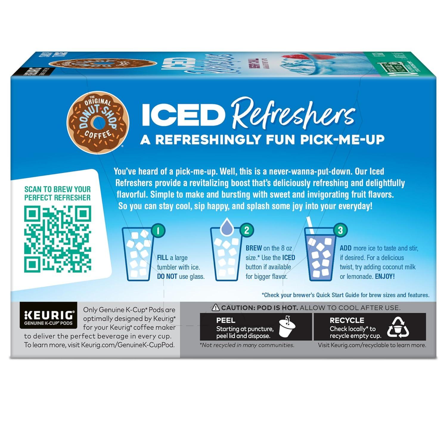 imageThe Original Donut Shop Iced Refreshers Strawberry Aa Flavor Keurig Single Serve KCup Pods 60 Count 6 Packs of 10Berry Chill