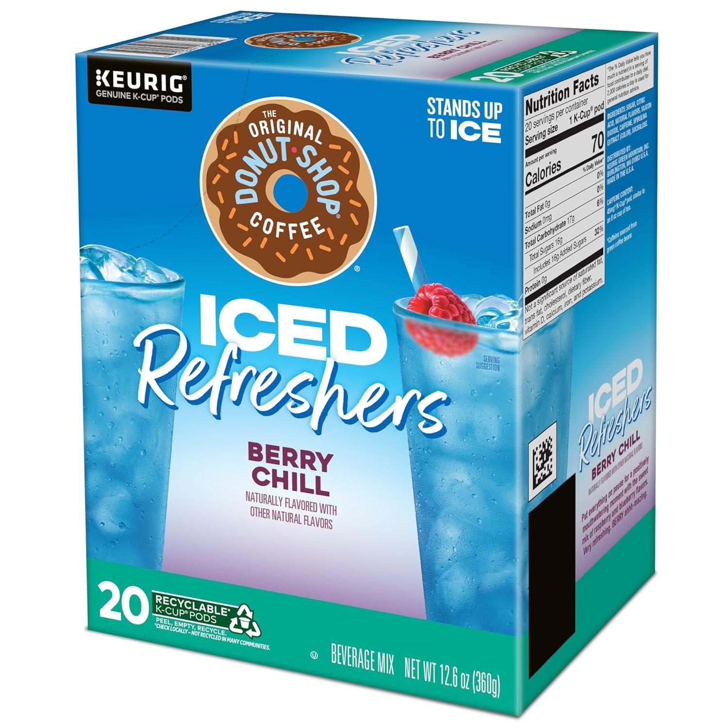 imageThe Original Donut Shop Iced Refreshers Strawberry Aa Flavor Keurig Single Serve KCup Pods 60 Count 6 Packs of 10Berry Chill